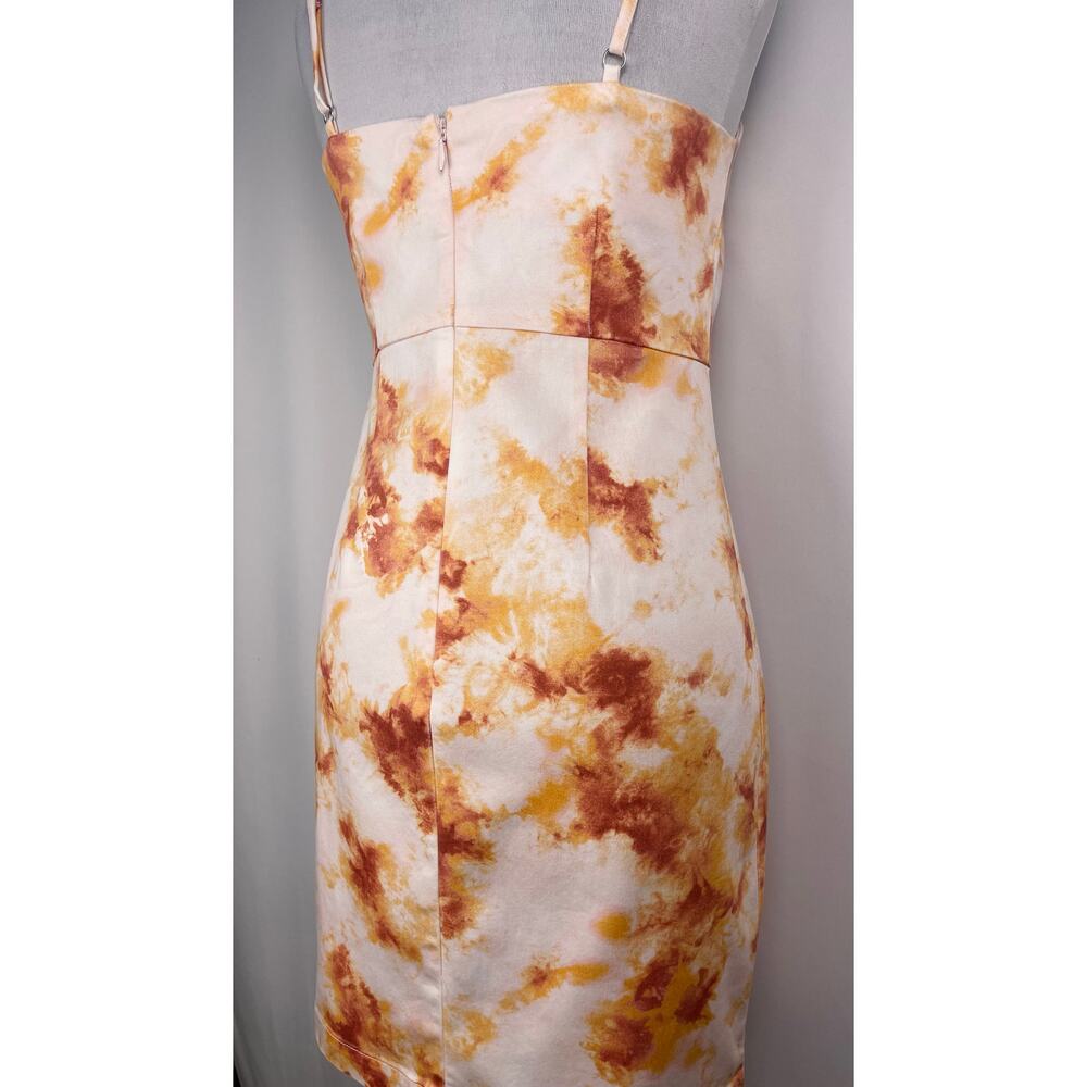 Forever 21 Orange Yellow Tie Dye Bodycon Mini Dress Spaghetti Strap Size S - Picture 5 of 7
